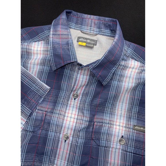 Eddie Bauer Other - Eddie Bauer Blue Plaid Short Sleeve Hiking Shirt Mesh Lined Mens Medium 11921750